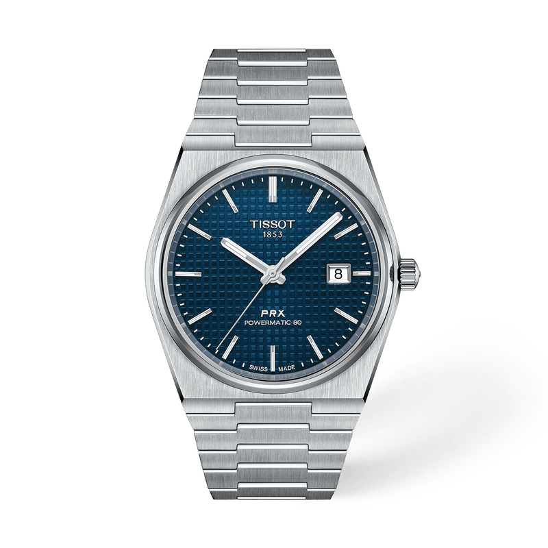 Montre Tissot PRX Powermatic 80, cadran bleu, bracelet acier